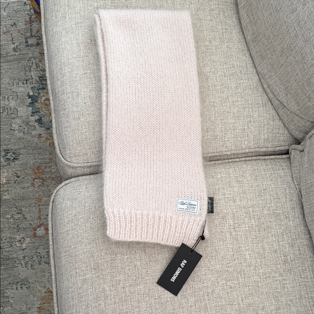 Raf Simons Pale Pink Wool Knit Scarf